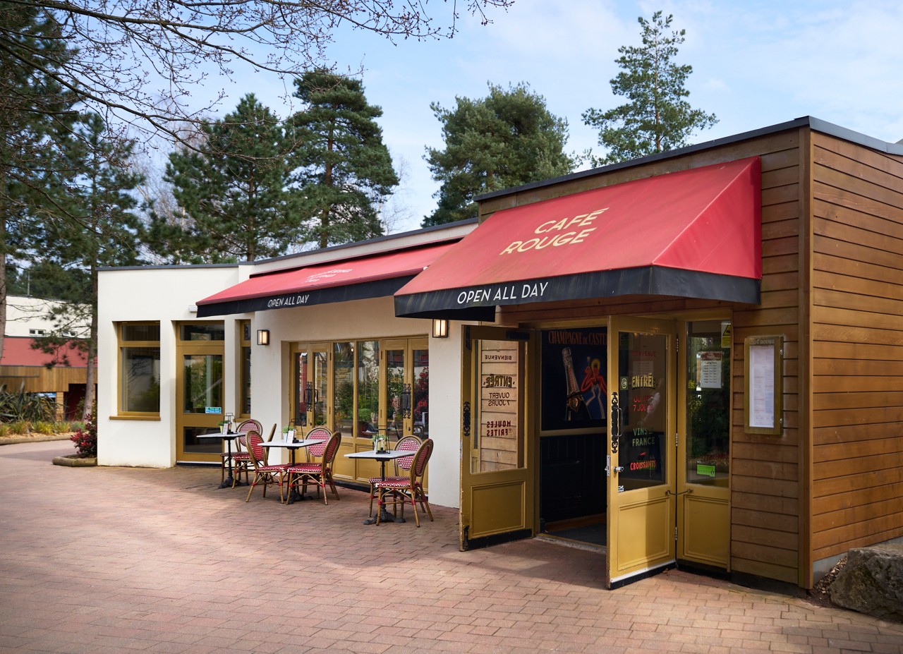 Exterior of Cafe Rouge restaurant.